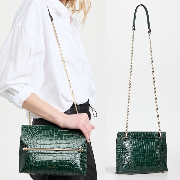 Strathberry Emerald Croc-Embossed Crossbody Bag - Picture 1 of 10